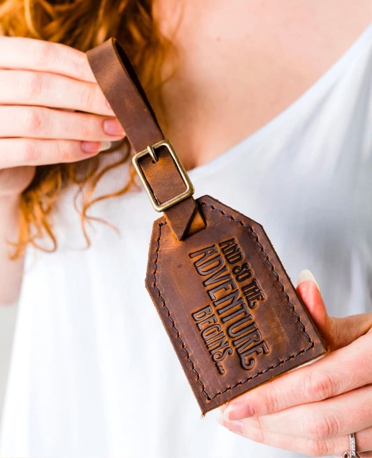 Leather travel luggage tag - Image 2